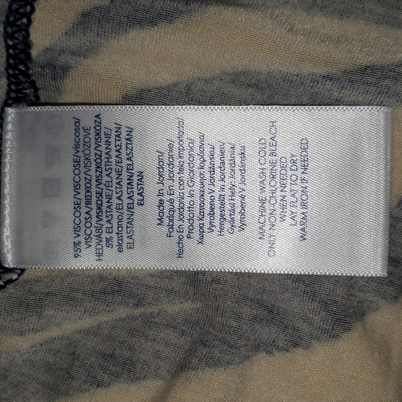 Chaps Pullover Blue Cream Print Blouse Tie Sleeves Medium - Picture 10 of 12